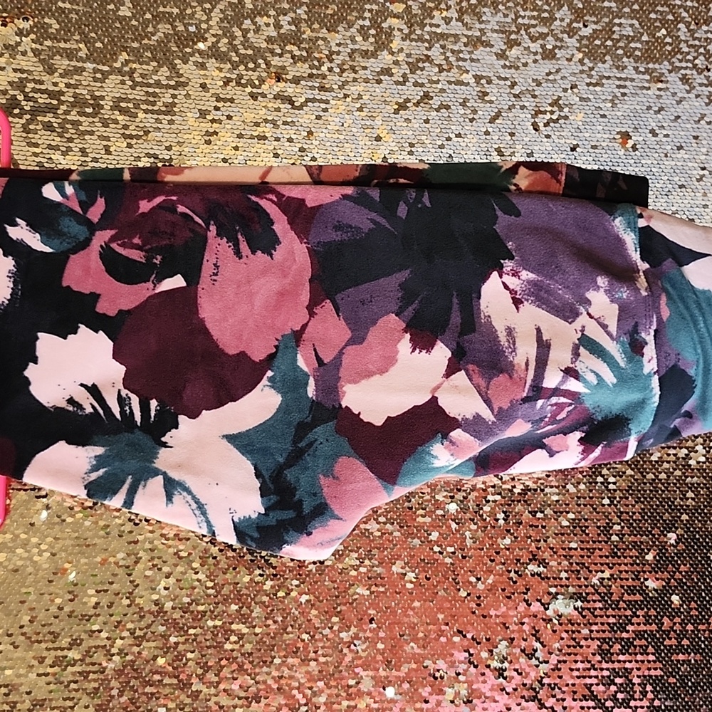 Cuddl Duds Floral Print Leggings - Pink, Purple, Green